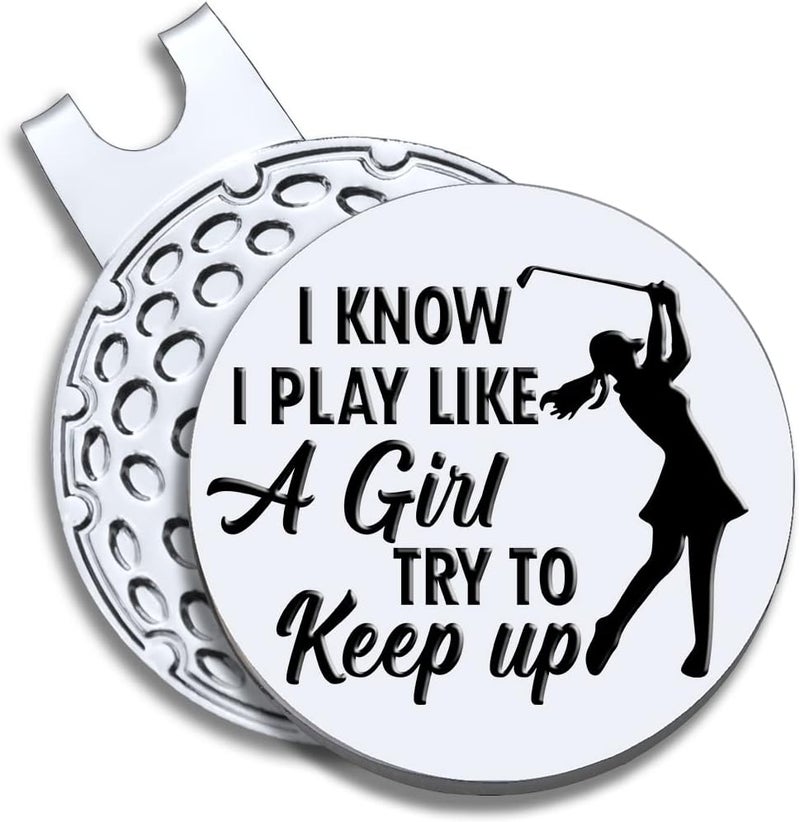 GEYGIE Strong Woman Golfer Ball Marker with Magnetic Hat Clip, Funny Golf Accessories Gifts for Proud Women, Novelty Birthday Gifts for Women Golfer Fan - Image 1